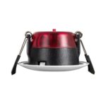 Downlight encastré rond blanc à corps noir et dissipateur rouge avec ressorts de fixation