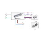 Driver LED rectangulaire gris en métal avec câbles multicolores pour connexion d'éclairage