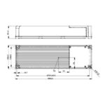 Driver LED rectangulaire en aluminium à ailettes, dessin technique avec côtes