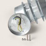 Applique murale en acier galvanisé avec plaque de fixation et câblage apparent