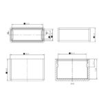 Embout de finition rectangulaire pour ruban silicone 12 mm, dessin technique avec cotes et section