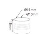 Embout PVC cylindrique, Ø extérieur 16mm, Ø intérieur 13mm, hauteur 16mm, pour gaine LED ronde