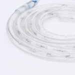 Gaine LED ronde transparente, modules LED visibles, tube flexible avec connecteur d'alimentation