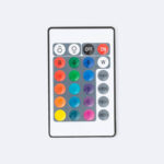 Télécommande RGB 24 touches pour ruban LED, boîtier blanc, boutons colorés et fonctions marche/arrêt, flash, fondu