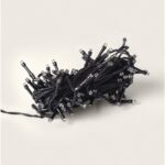 Guirlande lumineuse LED câble noir à petites ampoules transparentes enroulée