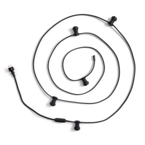 Guirlande Extérieure IP44 Câble Électrique Plat avec Douilles E27 sur Mesure Noire 100000 mm 100 m
