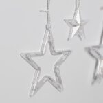 Guirlande LED étoiles transparentes suspendues, corps plastique clair avec mini câbles lumineux intégrés