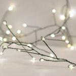 Guirlande LED extérieure à fils verts, petites LED blanc chaud, câble fin type branche, usage décoratif