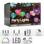 Guirlande LED extérieure multicolore 10 ampoules sphériques, longueur 7,5 m