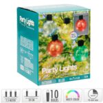 Guirlande extérieure guinguette 10 ampoules LED rondes multicolores, câble et douilles noires, longueur 7,5 m