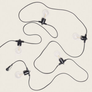 Kit Guirlande Lumineuse Extérieure 5m Noir + 5 Ampoules Filament LED E27 24V