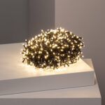 Guirlande LED câble noir enroulée, petites lampes blanc chaud pour éclairage extérieur