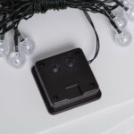 Guirlande LED extérieure boules transparentes câble noir et boîtier de commande