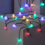 Guirlande LED boules multicolores sur câble noir