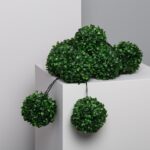 Guirlande LED extérieure à boules sphériques en feuillage vert, câbles visibles