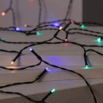 Guirlande LED multicolore sur câble noir, petites LED RGB pour éclairage extérieur décoratif