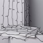 Guirlande LED extérieure câble noir avec petites ampoules espacées drapée sur table et mur