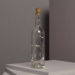 Guirlande LED fil de fer blanc chaud dans bouteille en verre avec bouchon