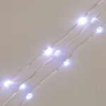 Guirlande LED à fils transparents, lumière blanc froid, petites ampoules espacées