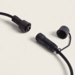 Connecteur étanche noir pour guirlande LED extérieure, câble avec embouts vissables