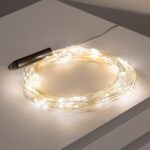 Guirlande LED fil de fer 2m blanc chaud avec boîtier à piles