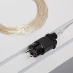 Guirlande LED fil de fer argenté avec câble transparent et prise secteur européenne, petites LED chaudes