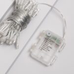 Guirlande LED à piles avec boîtier transparent et fil argenté, mini ampoules visibles
