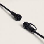 Connecteur de câble étanche 2 broches noir pour guirlande lumineuse extérieure