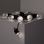 Guirlande LED extérieure, ampoules globe transparentes montées sur câble noir