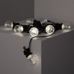 Guirlande LED ampoules sphériques en verre, câble noir, éclairage blanc froid