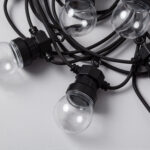 Guirlande LED à ampoules globes transparentes avec câbles et douilles noires