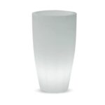 Jardinière LED blanche translucide cylindrique éclairée, finition opaline pour extérieur