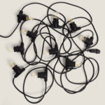 Kit Guirlande Lumineuse Extérieure IP44 10m Noir + 10 Ampoules Filaments LED B22 2W G45 Blanc neutre 4000K