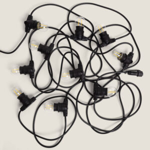 Kit Guirlande Lumineuse Extérieure IP44 10m Noir + 10 Ampoules Filaments LED B22 2W G45 Blanc neutre 4000K