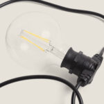 Guirlande lumineuse, douille noire et ampoule LED filament G95 globe transparent