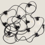 Kit Guirlande Lumineuse Extérieure IP44 10m Noire + 10 Ampoules Filament LED B22 2W A60 Blanc neutre 4000K