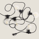 Kit Guirlande Lumineuse Extérieure IP44 5m Noire + 5 Ampoules Filament LED B22 6W G95 Blanc neutre 4000K