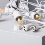 Guirlande guinguette blanche 5,5 m avec ampoules LED E27 filament et connecteurs étanches