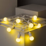 Guirlande lumineuse blanche à ampoules rondes LED éclairage jaune chaud