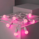 Guirlande guinguette blanche avec ampoules LED G45 roses