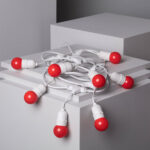 Kit Guirlande Waterproof 5.5m Blanche + 8 Ampoules LED E27 G45 3W de Couleurs Rouge