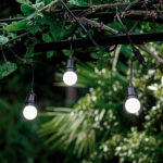 Guirlande guinguette noire avec ampoules LED G45 blanches, câble étanche