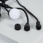 Guirlande extérieure noire avec ampoule globe blanche et connecteurs étanches