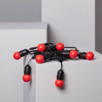 Kit Guirlande Waterproof 5.5m Noire + 8 Ampoules LED E27 G45 3W de Couleurs Rouge