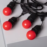 Guirlande LED ampoules rouges G45 sur câble noir