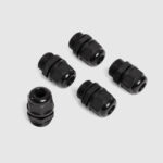 Glandes de câble noires en plastique, filetage mâle, lot de cinq