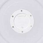 Couvercle circulaire blanc de compartiment pour lampadaire, bords rainurés et six vis apparentes