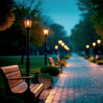 Lampadaire sur pied extérieur noir en métal, lanterne traditionnelle à lumière chaude pour allée ou parc