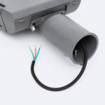 Lampadaire LED support de fixation gris avec câble d'alimentation et fils dénudés