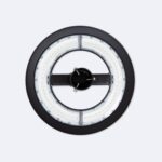 Lampadaire LED en anneau noir avec module circulaire et fixation centrale